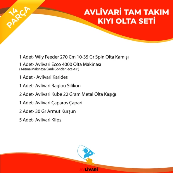 Wily Feeder 270 Cm 10-35 Gr Avlivari Ecco 4000 Olta Makinası 14 Parça Tam Takım Kıyı Hobi Usta Olta Seti - 2