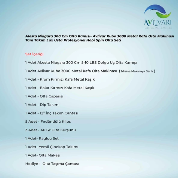 Alesta Niagara 300 Cm Olta Kamışı- Avlivar Kube 3000 Metal Kafa Olta Makinası Tam Takım Lüx Usta Profesyonel Hobi Spin Olta Seti - 2