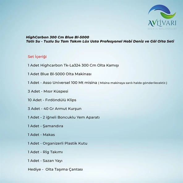 HightCarbon 300 Cm Blue Bl-5000 Tam Takım Lüx Usta Profesyonel Hobi Sazan Balığı Avı Olta Seti - 6