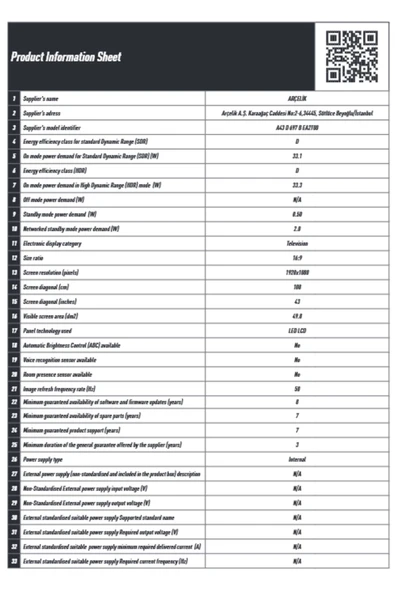 Arçelik A43 D 697 B Full HD 43" 109 Ekran Uydu Alıcılı Android Smart LED TV - 6