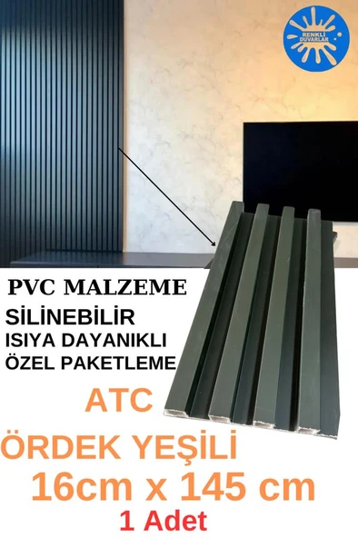 Renkli Duvarlar 16cmx145cm 1 Adet ATC Ördek Yeşili PVC Lambiri Prefabrik Ofis Dekoratif Pvc Lambiri Duvar Paneli