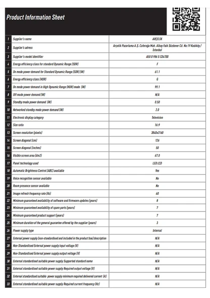 Arçelik Imperium 9 Serisi A50 D 986 S / 50" 4K UHD Smart Google TV - 6