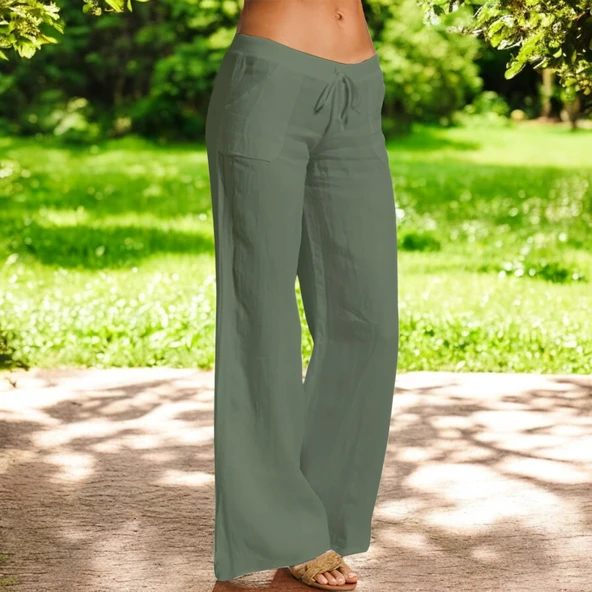 Yazlık Kadın Rahat Kesim Keten Pantolon ürün görseli