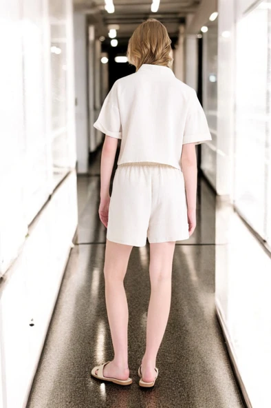 Yazlık Şortlu İkili Keten Takım - Resim 6