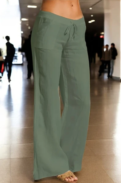 Yazlık Rahat Kesim Kadın Keten Pantolon ürün görseli