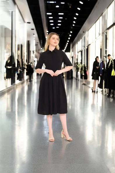 Yazlık Rahat Şık Keten Elbise ürün görseli 1