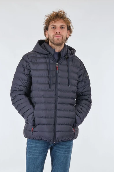 Claudio Campione Minimalist Kapüşonlu Uzun Kol Erkek Şişme Mont