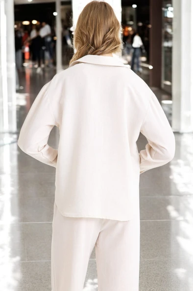 Yazlık Rahat Gömlek Pantolon İkili Keten Takım - 10