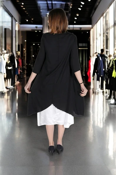 Şık Tasarım Yazlık Keten Elbise - Resim 4