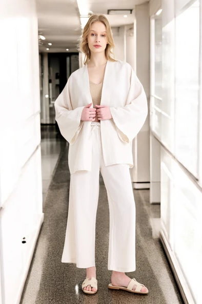 Yazlık Salaş Kimono Keten Takım - Resim 4