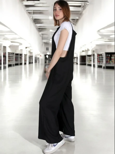 Askılı Yazlık Rahat Keten Tulum - Resim 3