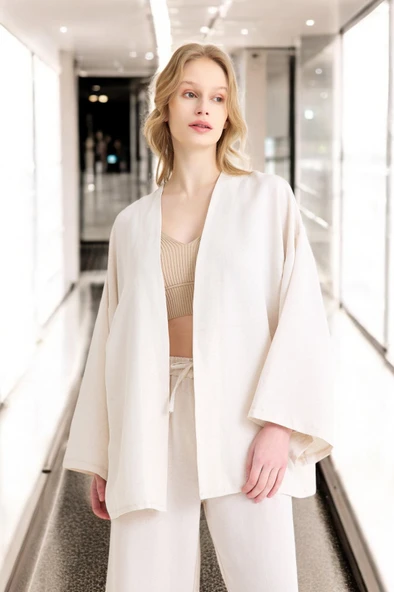 Yazlık Salaş Kimono Keten Takım - Resim 8