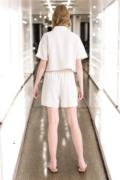 Yazlık Şortlu İkili Keten Takım - Resim 2