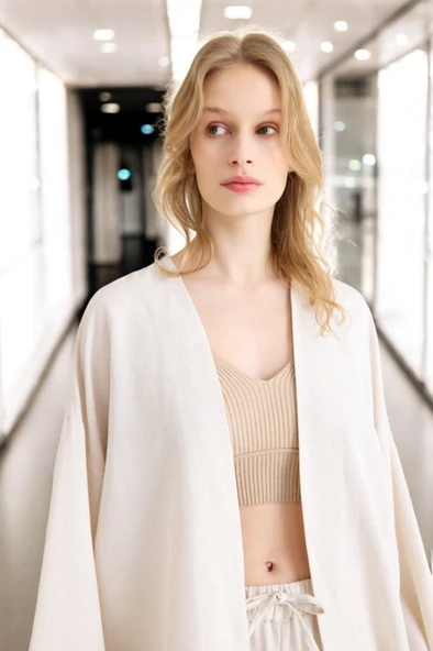 Yazlık Salaş Kimono Keten Takım - Resim 10