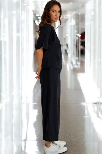 Yazlık Kısa Kol Alt Üst Keten Takım - Resim 2