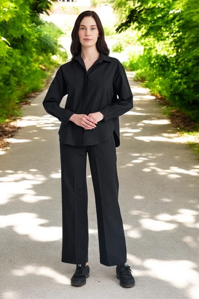 Yazlık Gömlek Pantolon İkili Keten Takım - 3