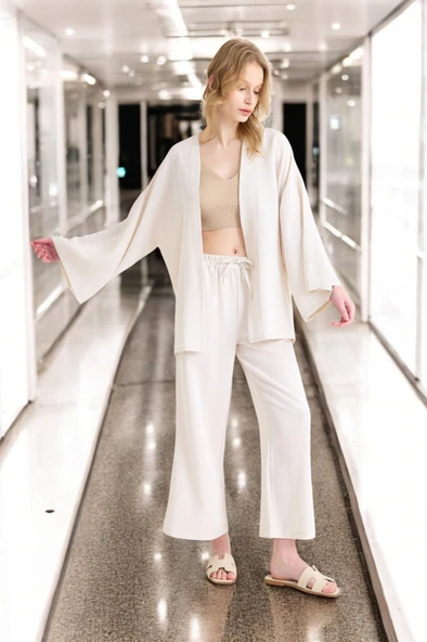 Yazlık Salaş Kimono Keten Takım - Resim 5