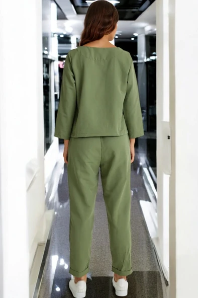 Yazlık Kemerli Alt Üst Keten Takım - Resim 6