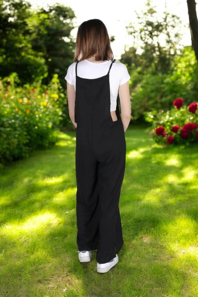 Yazlık Askılı Rahat Keten Tulum - Resim 6