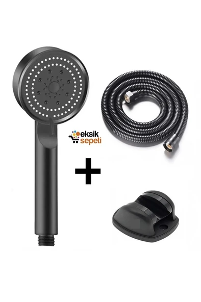 Kyk 5 Fonksiyonlu Siyah Vakumlu 3'lü Duş Seti KYK1008