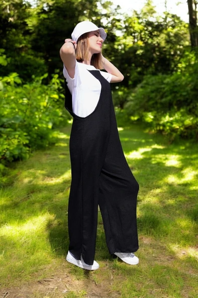 Yazlık Askılı Rahat Keten Tulum - Resim 3