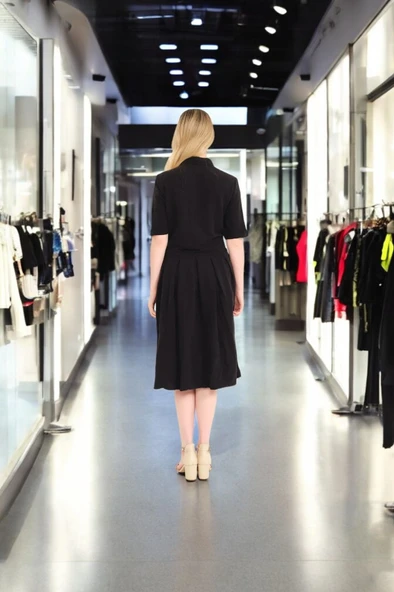 Yazlık Rahat Şık Keten Elbise - Resim 4