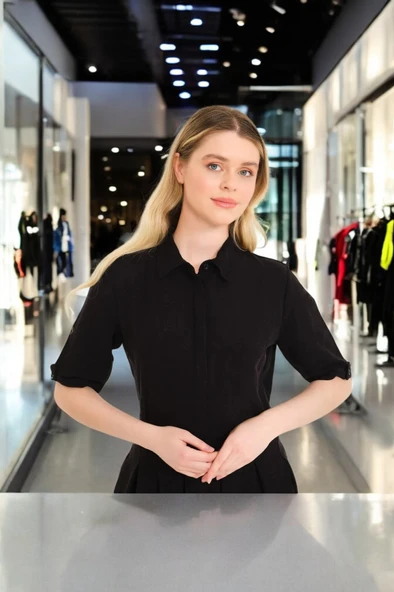 Yazlık Rahat Şık Keten Elbise - Resim 6