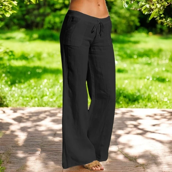 Günlük Rahat Kesim Şık Keten Pantolon ürün görseli