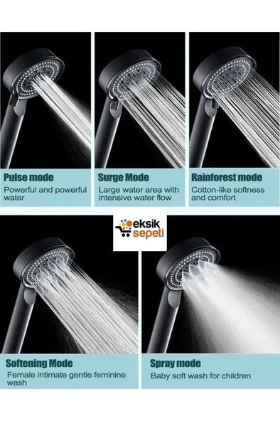 Kyk 5 Fonksiyonlu Siyah Vakumlu 3'lü Duş Seti KYK1008 - 3