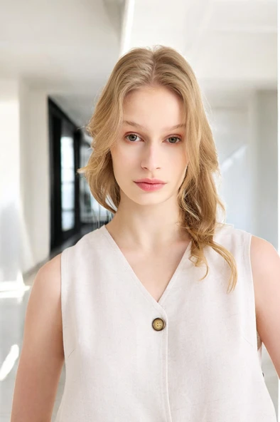 Yazlık Kolsuz Şortlu Keten Takım - Resim 7