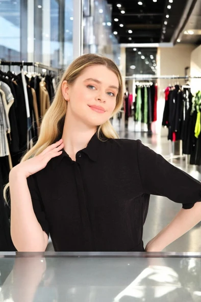 Yazlık Rahat Şık Keten Elbise - Resim 7