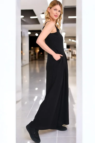 Yazlık Kolsuz Rahat Keten Tulum - Resim 3