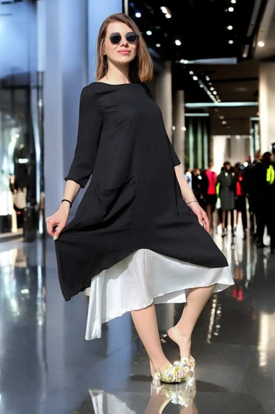 Şık Tasarım Yazlık Keten Elbise - Resim 2