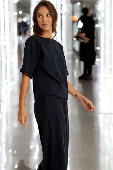 Yazlık Kısa Kol Alt Üst Keten Takım - Resim 9