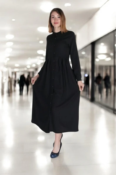 Günlük Tam Boy Keten Tesettür Elbise ürün görseli 1