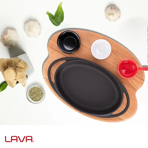 Lava Sahan Oval Ahşap Stand Siyah Mat 21 X 14 Cm Eco K44 - 5