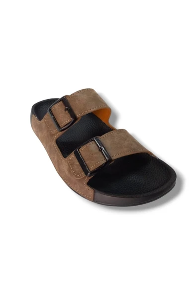 Witta 52551-25 Deri Çift Bant Anatomik Erkek Terlik - Resim 4