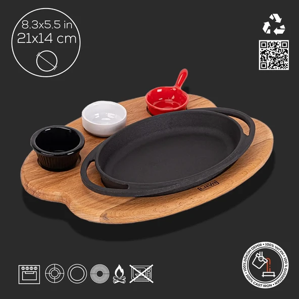 Lava Sahan Oval Ahşap Stand Siyah Mat 21 X 14 Cm Eco K44 - 2