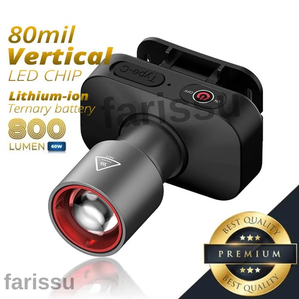 WH-2102 Şarjlı Kafa Feneri - 10W, 1200 Lümen, Zoom Fonksiyonlu, C Tipi Şarjlı - 3