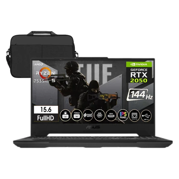 Tuf Gaming A15 Amd R5-7535HS 8gb Ddr5 Ram 1tb SSD RTX2050-144Hz 15.6" Freedos + Cimete Çanta