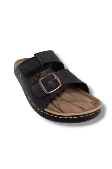 Apella 955-2-25 Deri Anatomik Cırt Bantlı Soft Erkek Terlik