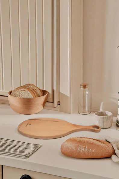 Yekpare Masif Ahşap Sunum Tahtası Kesme Tahtası Kayın Medium - 6