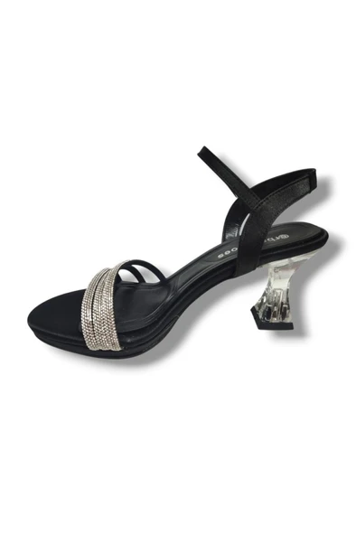 Erbay 84-25 Deri Taşlı Şeffaf Topuk Anatomik Kadın Sandalet - 6