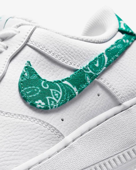 Nike Air Force 1 Low 07 Essential White Green Paisley - Resim 4