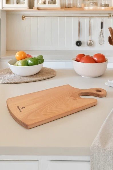 Yekpare Masif Ahşap Sunum Tahtası Kesme Tahtası Kayın Medium - 5