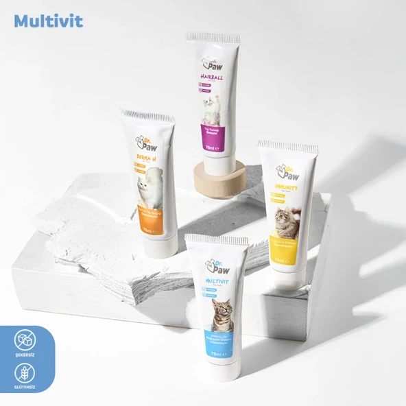 Multivit Malt Paste: Kediler için Glütensiz ve Şekersiz Günlük Vitamin Takviyesi (100 gr) - 3