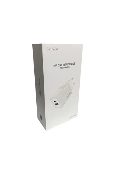 SHAZA SG2501/20/WT Dual 20W PD USB-C 18W 3A USB Şarj Adaptörü Beyaz 20W USB QC3.0 + Type-C PD Şarj Adaptörü - 4