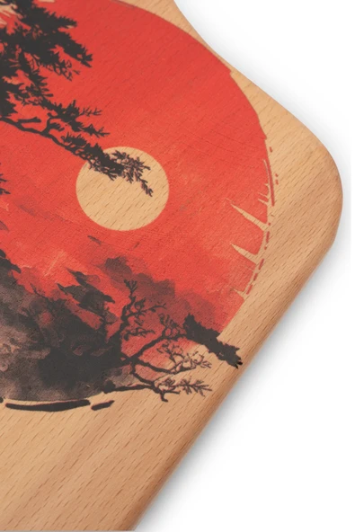 Yekpare Masif Ahşap Sunum Tahtası Kesme Tahtası Desenli Kayın Medium - 4