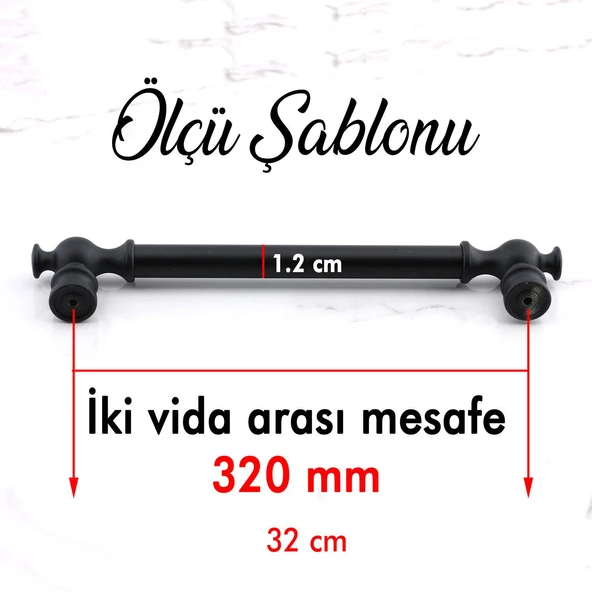 Mobilya Mutfak Metal Dolabı Çekmece Dolap Kapak Kulpları Kulbu Kulpu 32 cm-320 mm Siyah Kulp - Resim 2