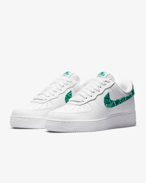 Nike Air Force 1 Low 07 Essential White Green Paisley - Resim 5